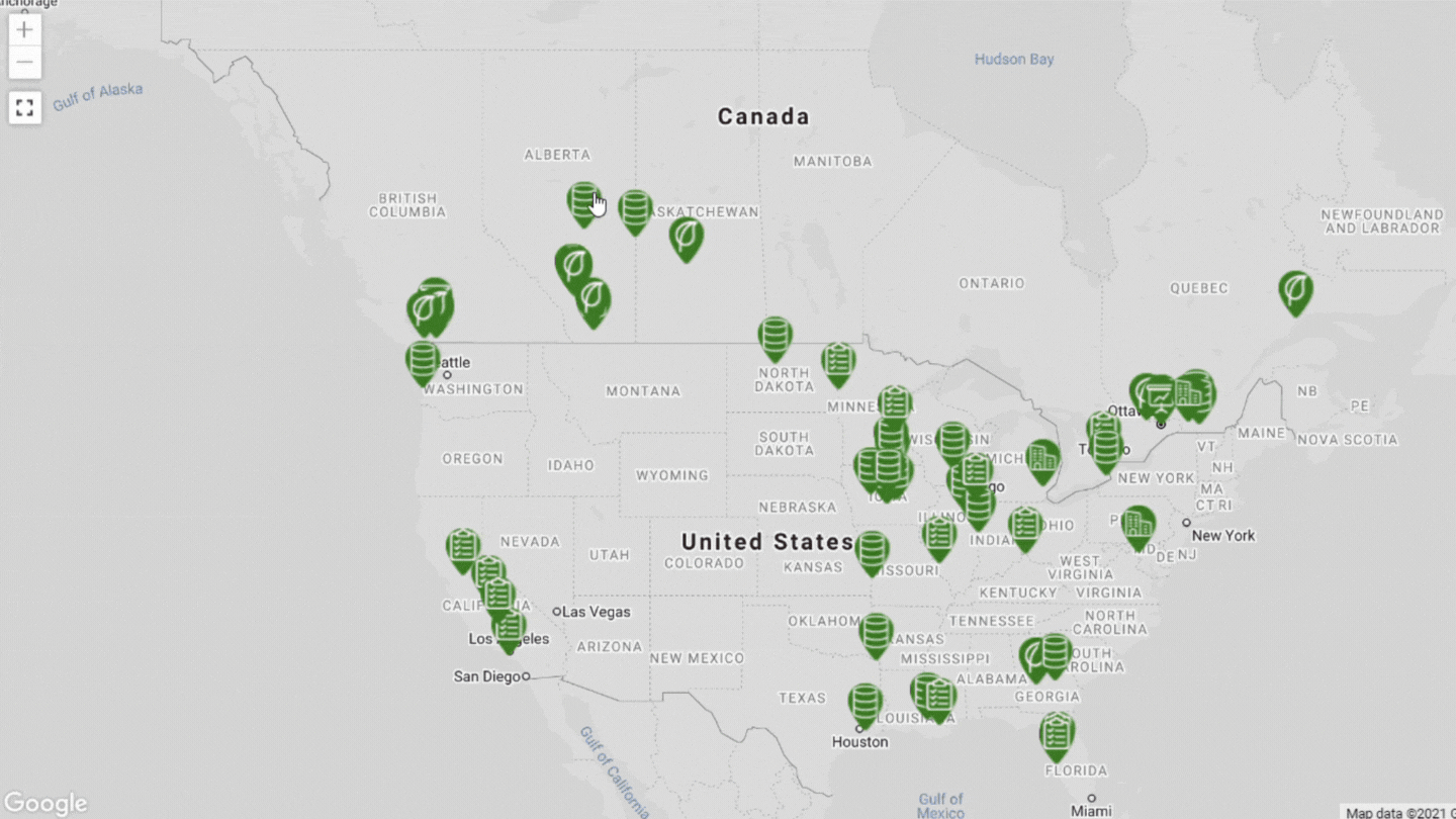 Carte des membres d'Advanced Biofuels Canada